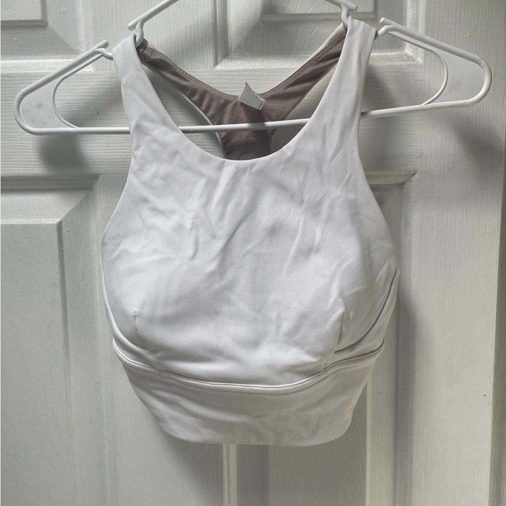 Lululemon White and Brown Racerback Sports Bra